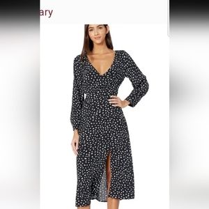 {Sanctuary} Niki Spotted Smocked-Waist Slit-Front Midi Dress, Size 12, NWT